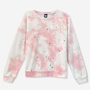Women’s Pink Tie-Dye Sweatshirt with Black Splatter